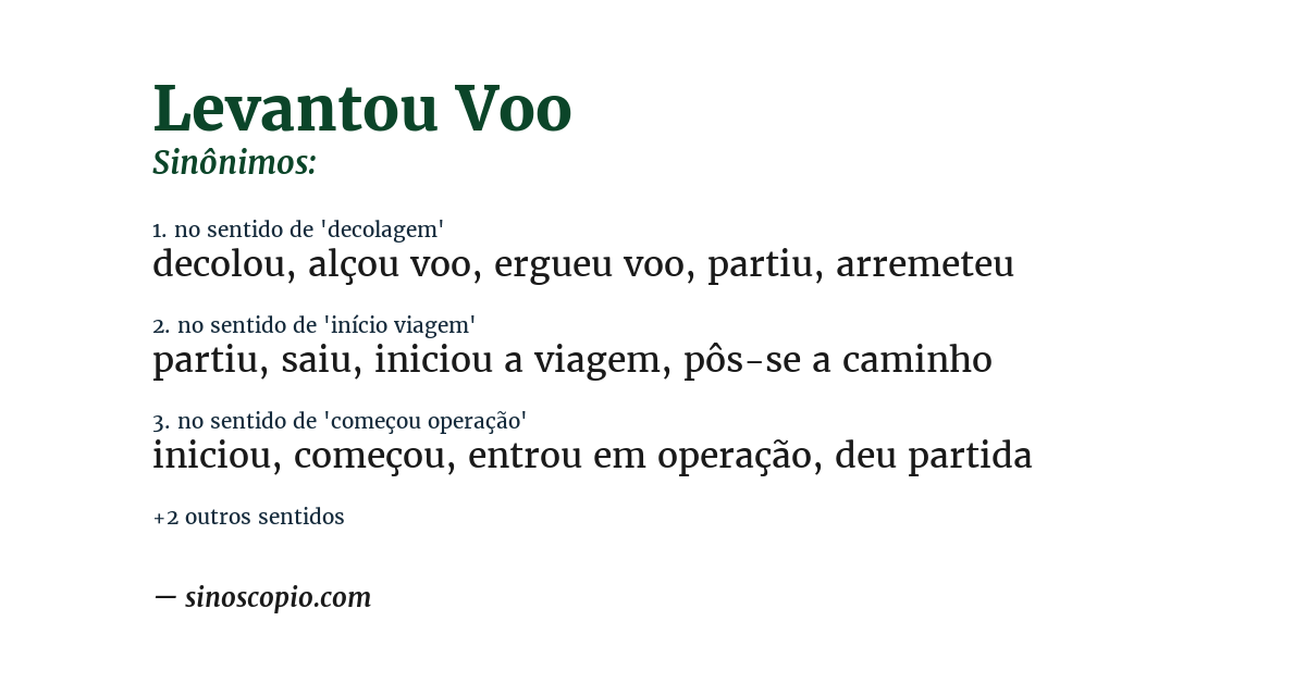 Sinônimo de levantou voo