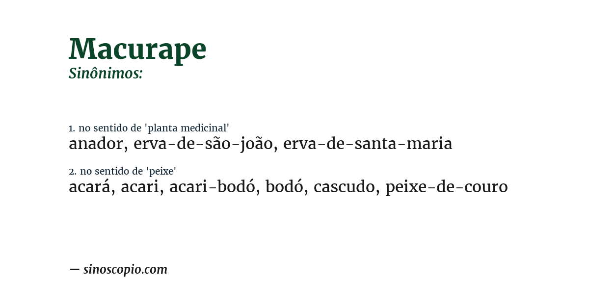 Sinônimo de macurape
