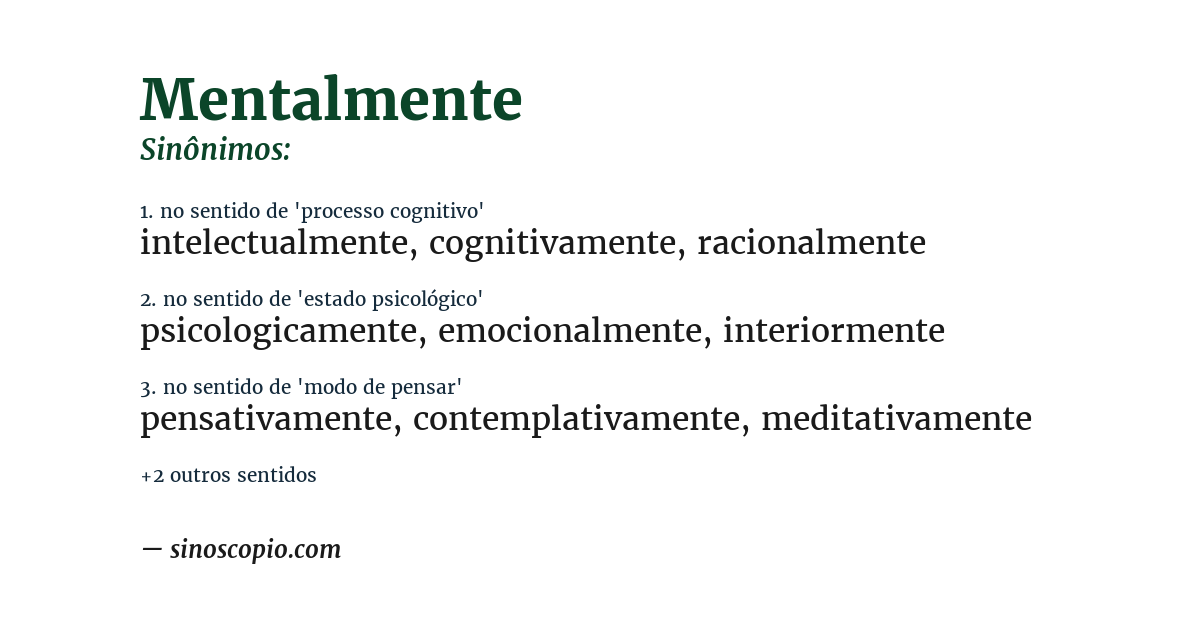 Sinônimo de mentalmente