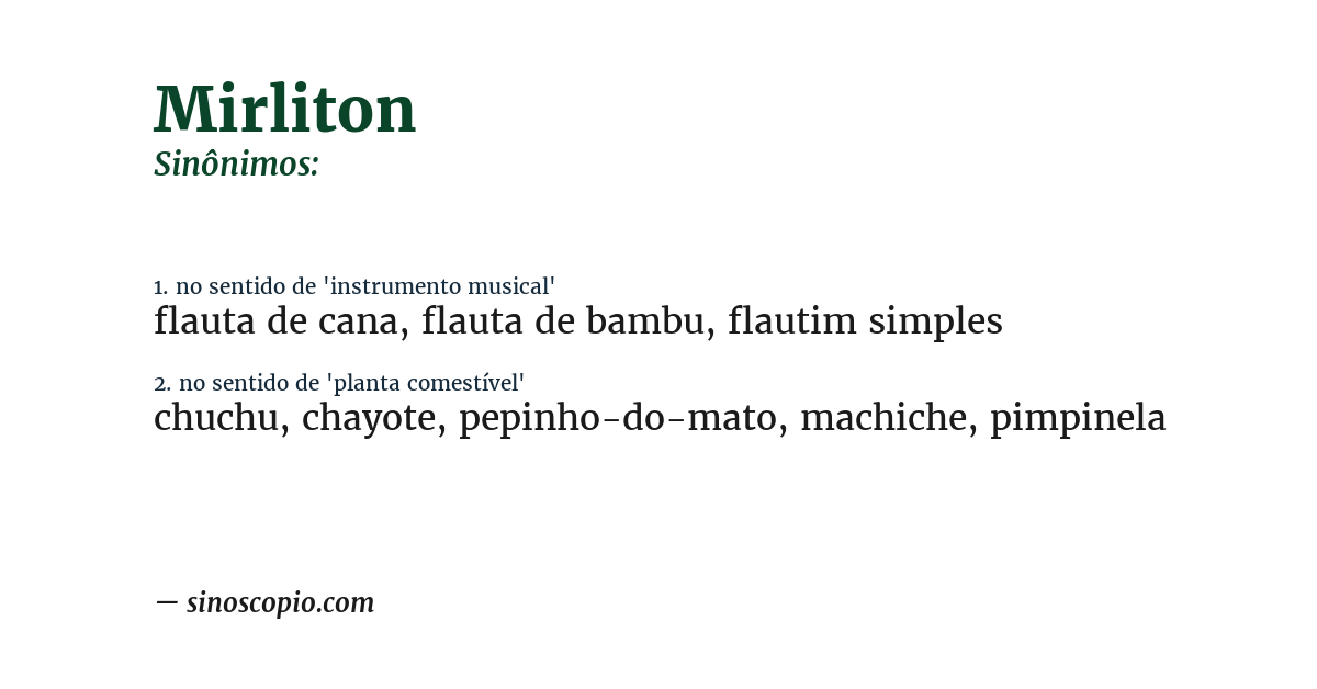 Sinônimo de mirliton
