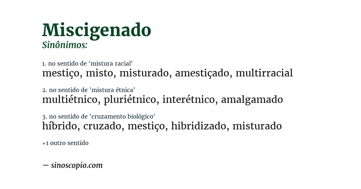 Sinônimo de miscigenado