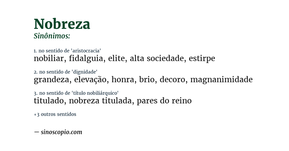 Sinônimo de nobreza