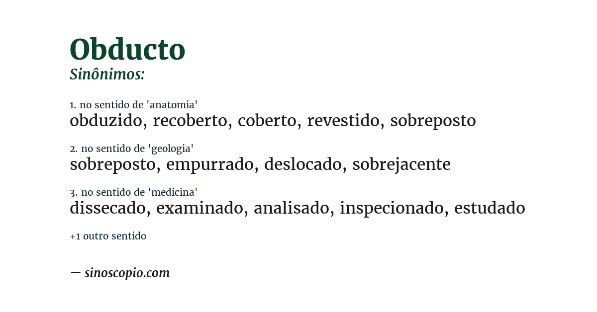 Sinônimo de obducto