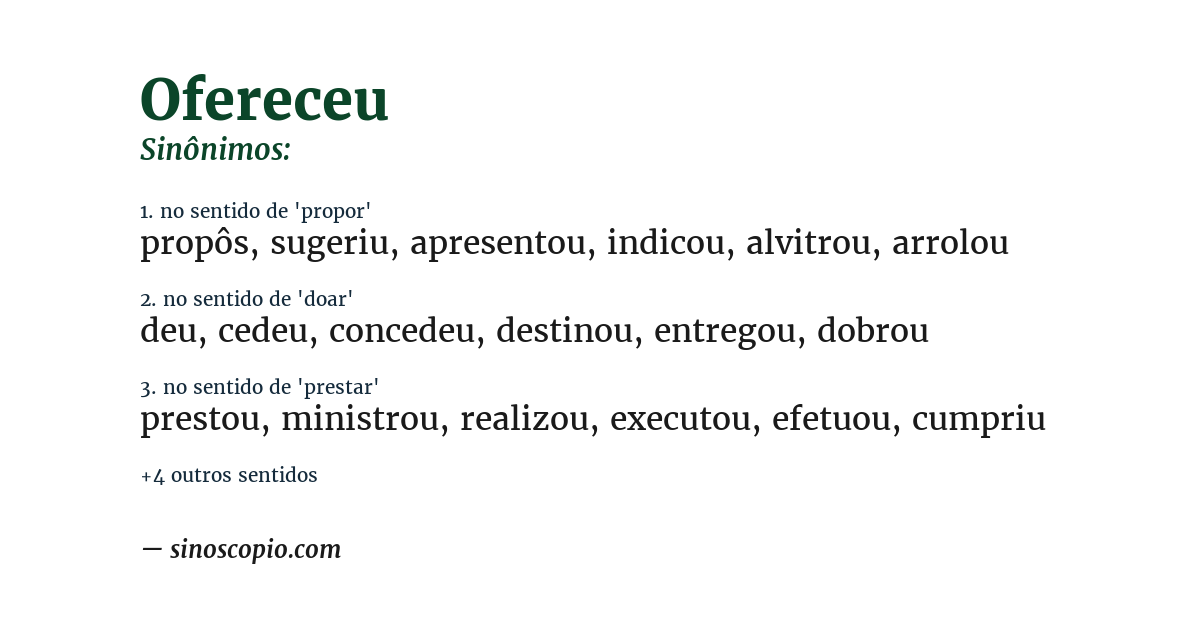 Sinônimo de ofereceu