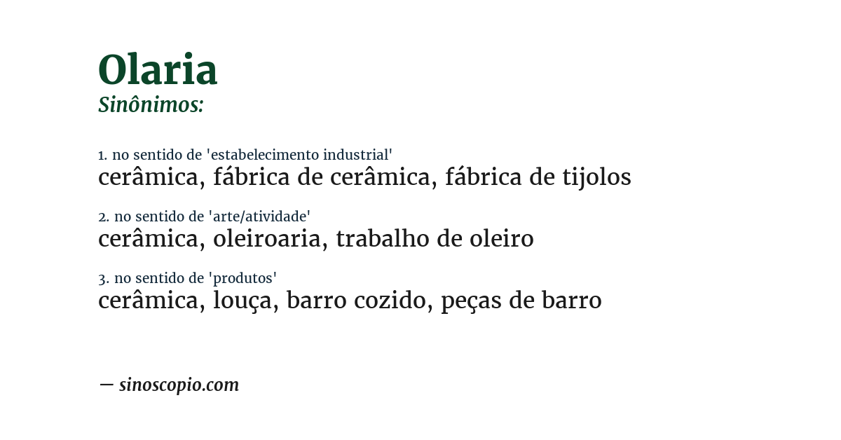 Sinônimo de olaria