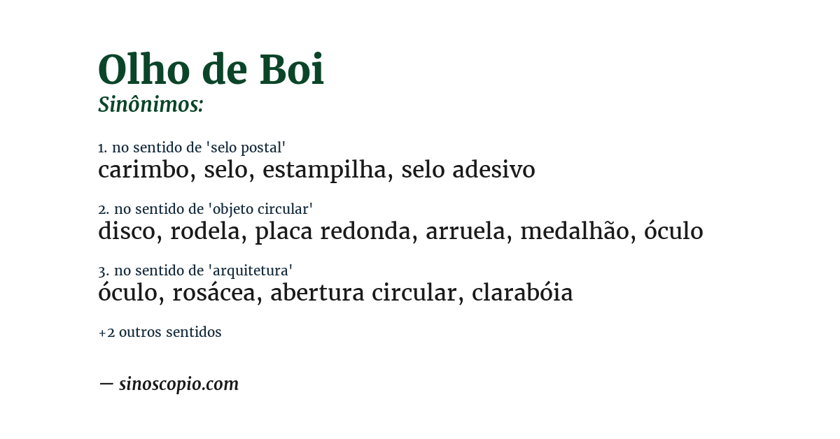 Sinônimo de olho de boi