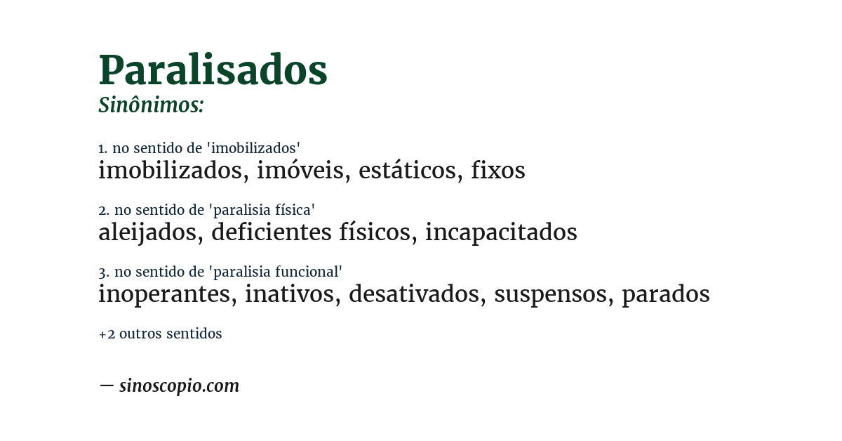 Sinônimo de paralisados