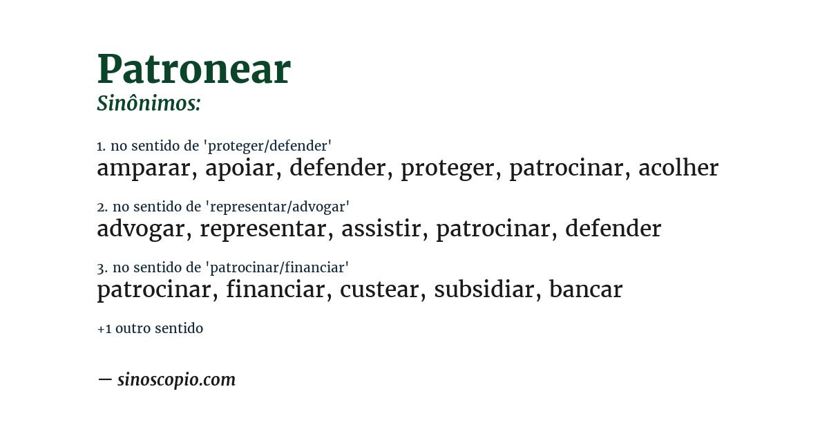 Sinônimo de patronear