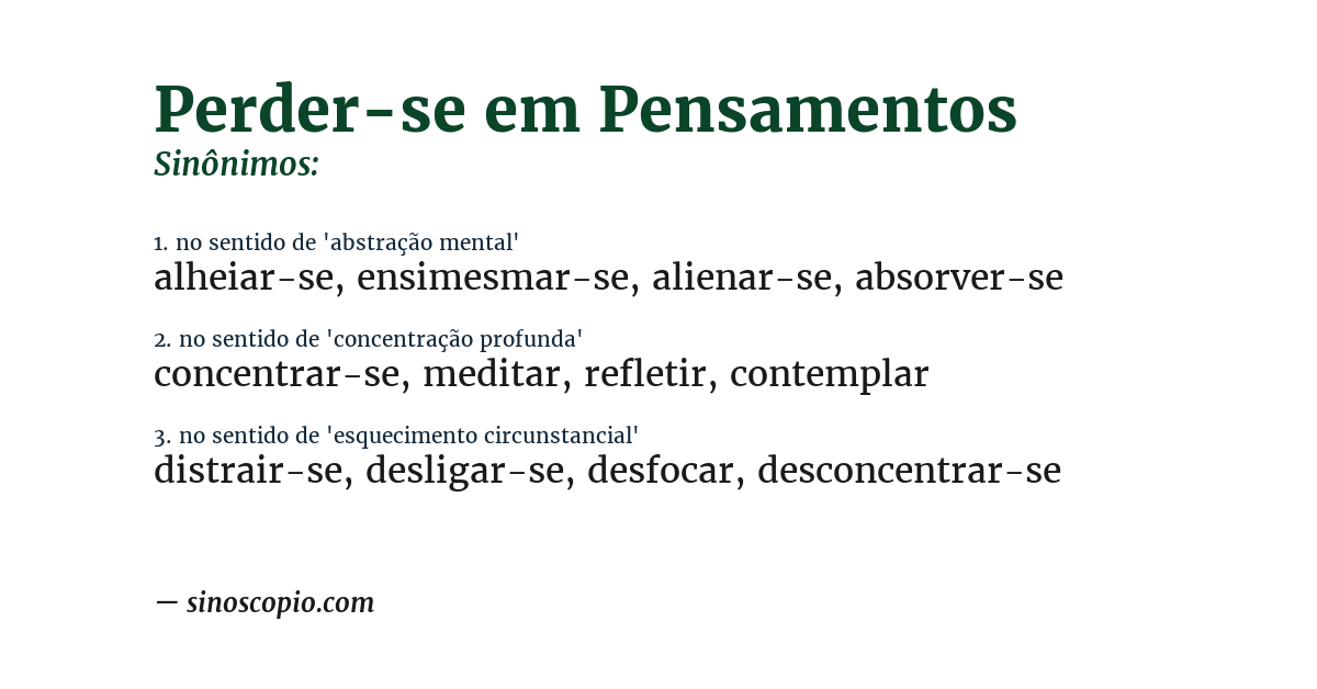 Sinônimo de perder-se em pensamentos