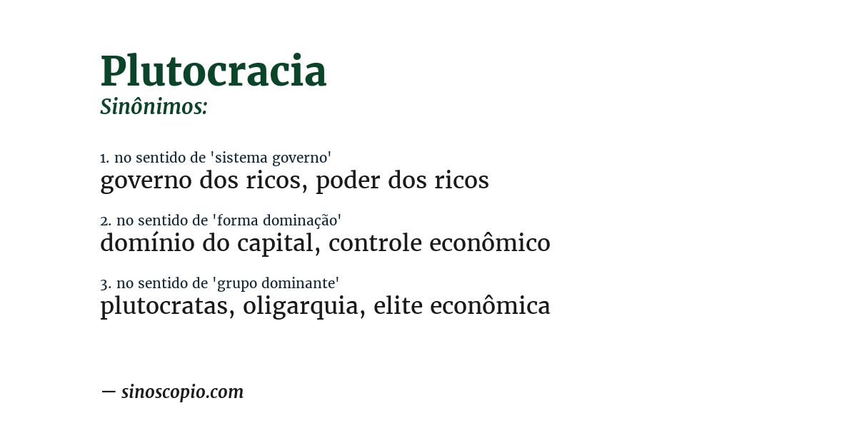 Sinônimo de plutocracia