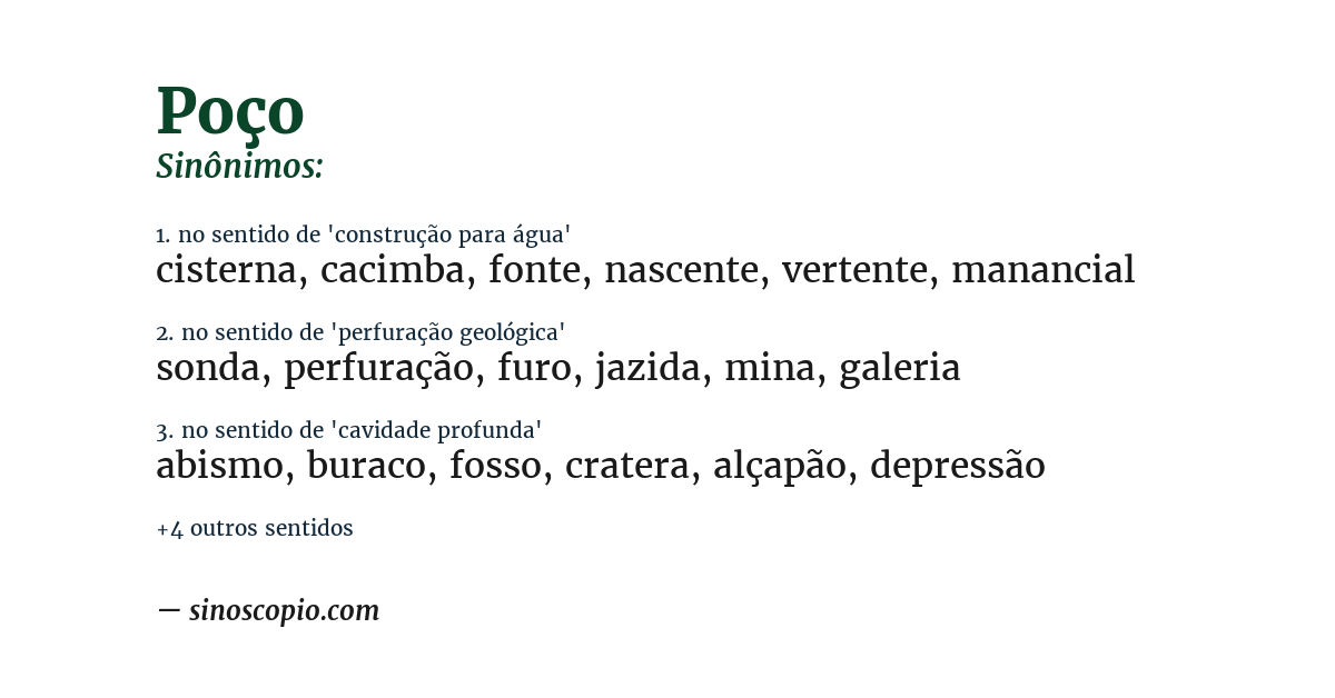 Sinônimo de poço