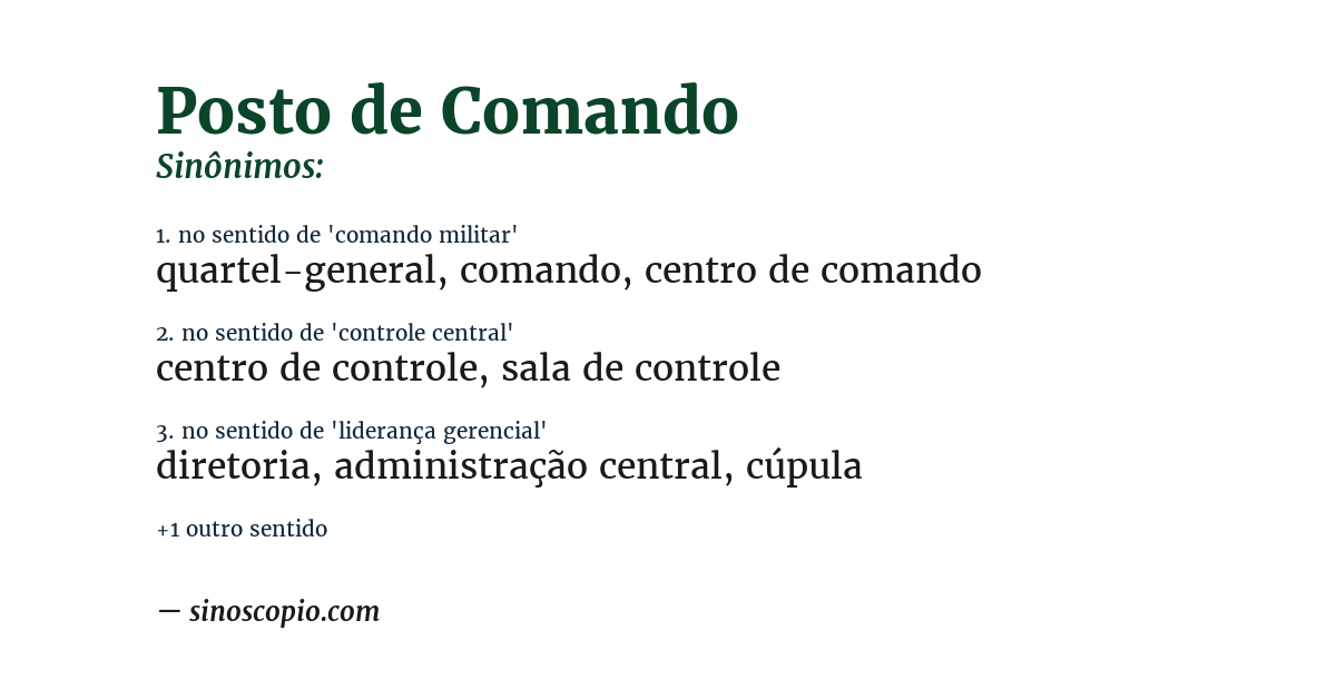 Sinônimo de posto de comando