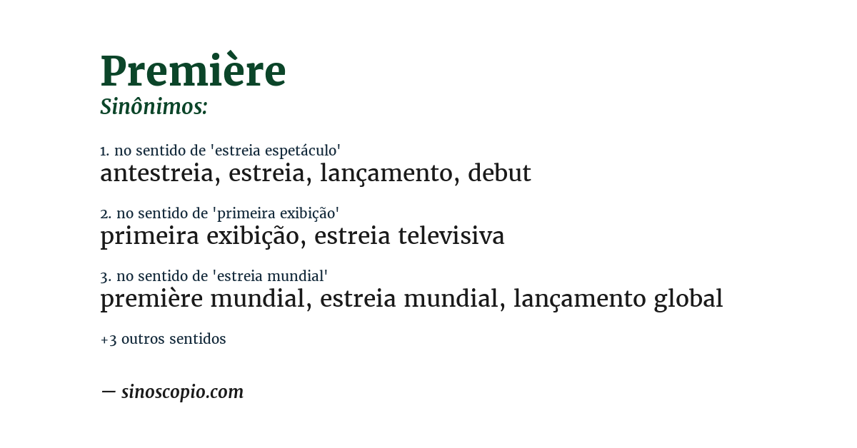 Sinônimo de première