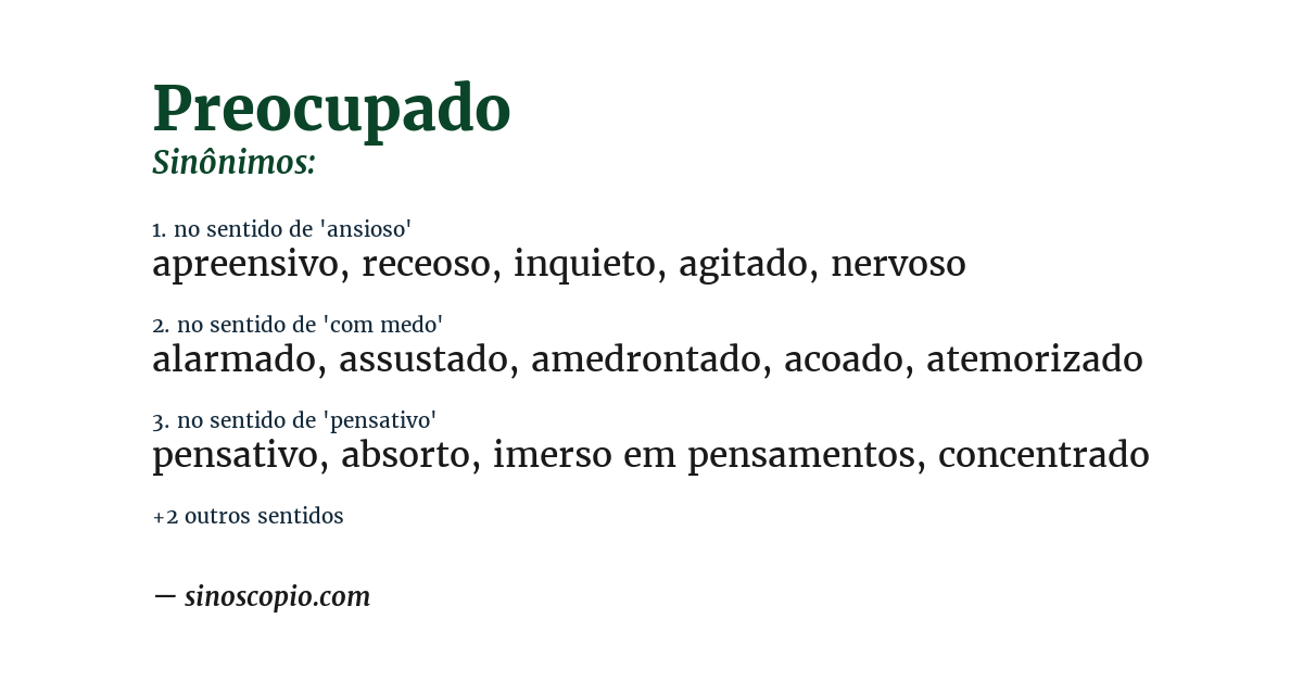 Sinônimo de preocupado