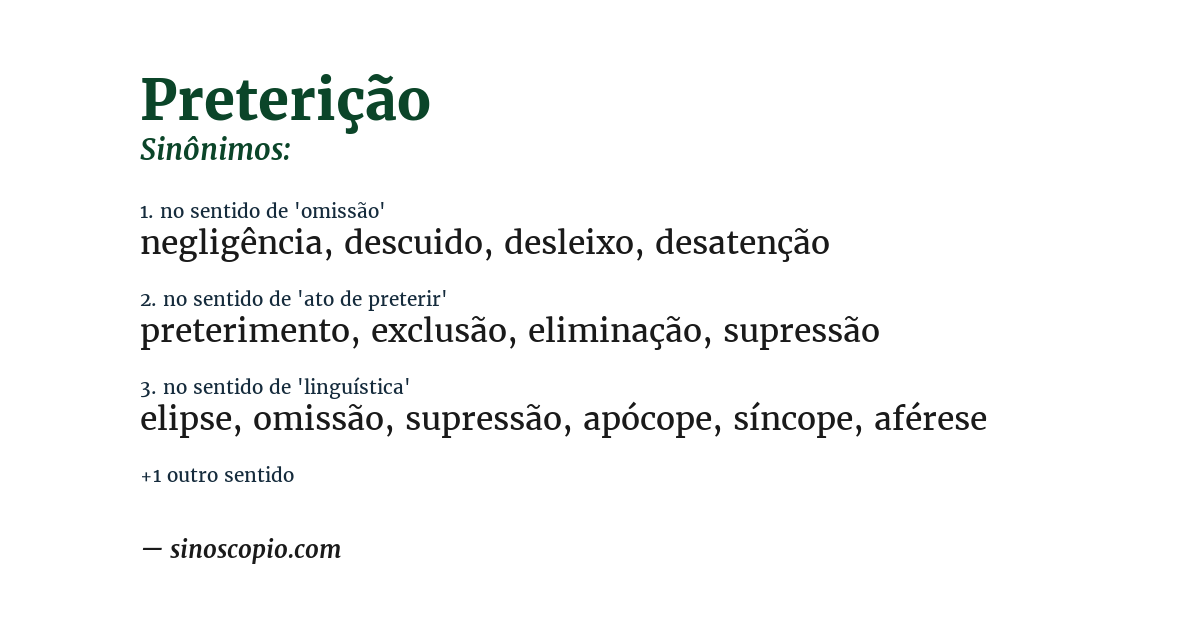 Sinônimo de preterição