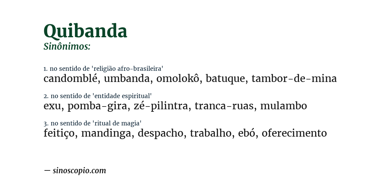 Sinônimo de quibanda
