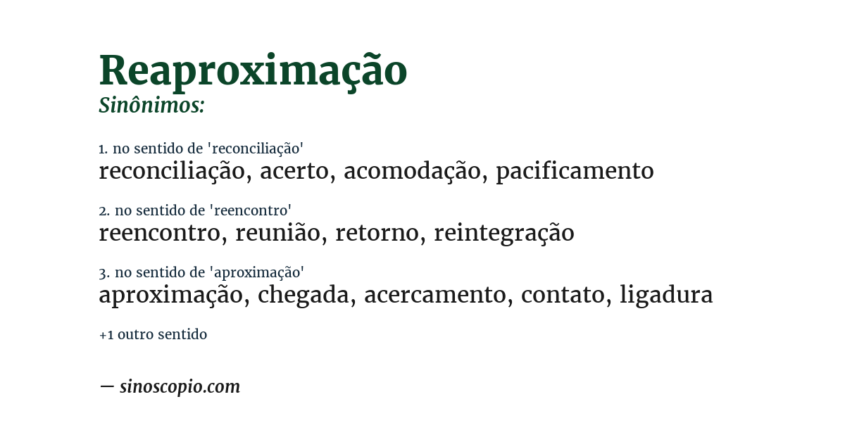 Sinônimo de reaproximação