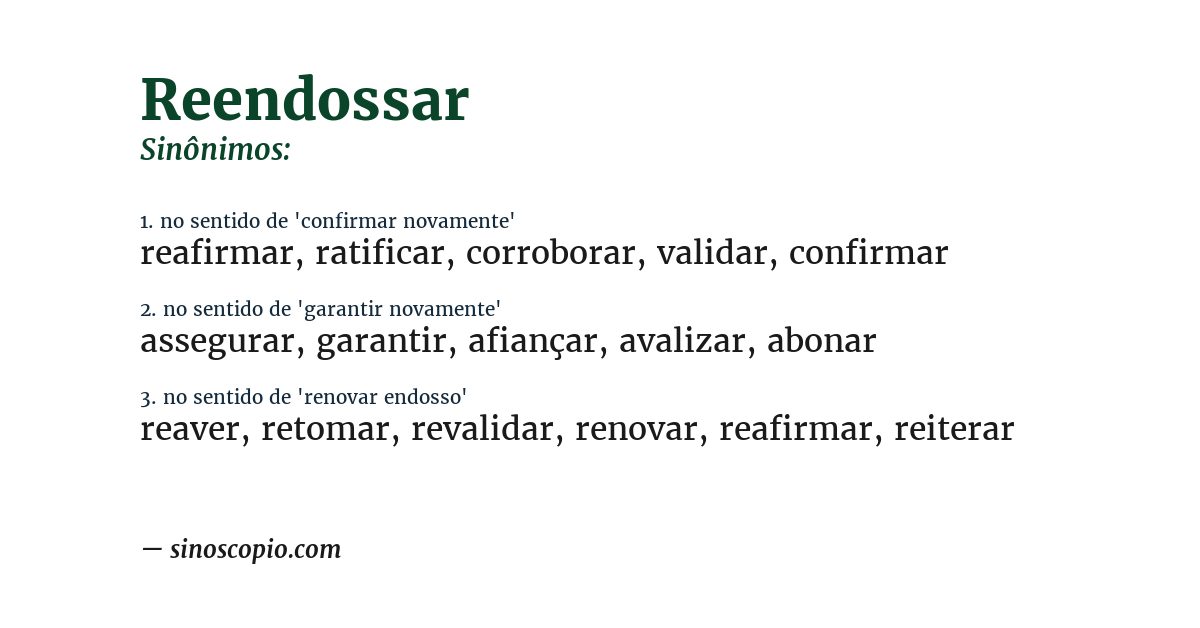 Sinônimo de reendossar