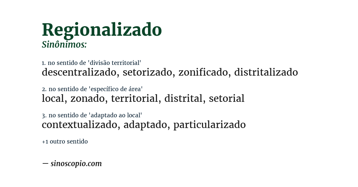 Sinônimo de regionalizado