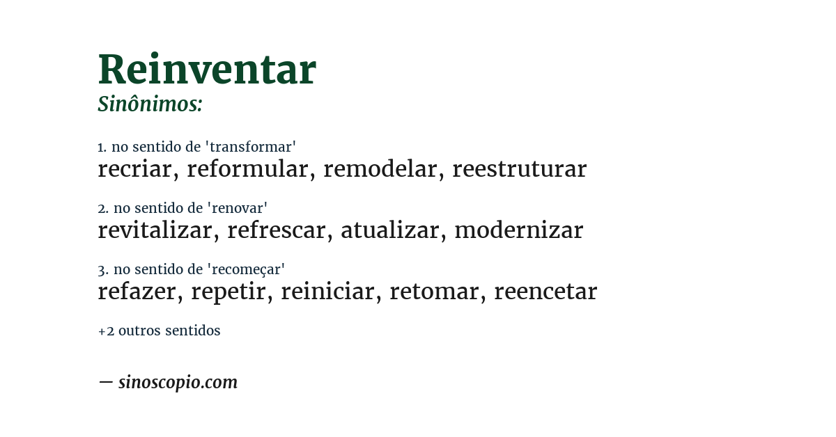 Sinônimo de reinventar