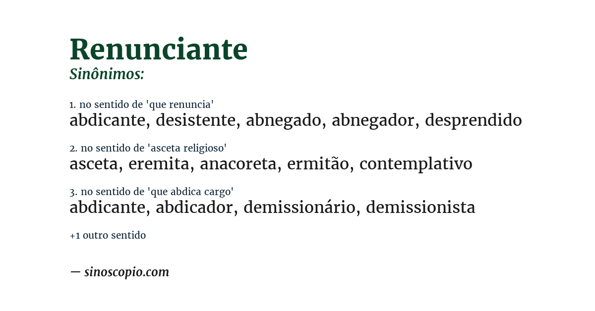 Sinônimo de renunciante