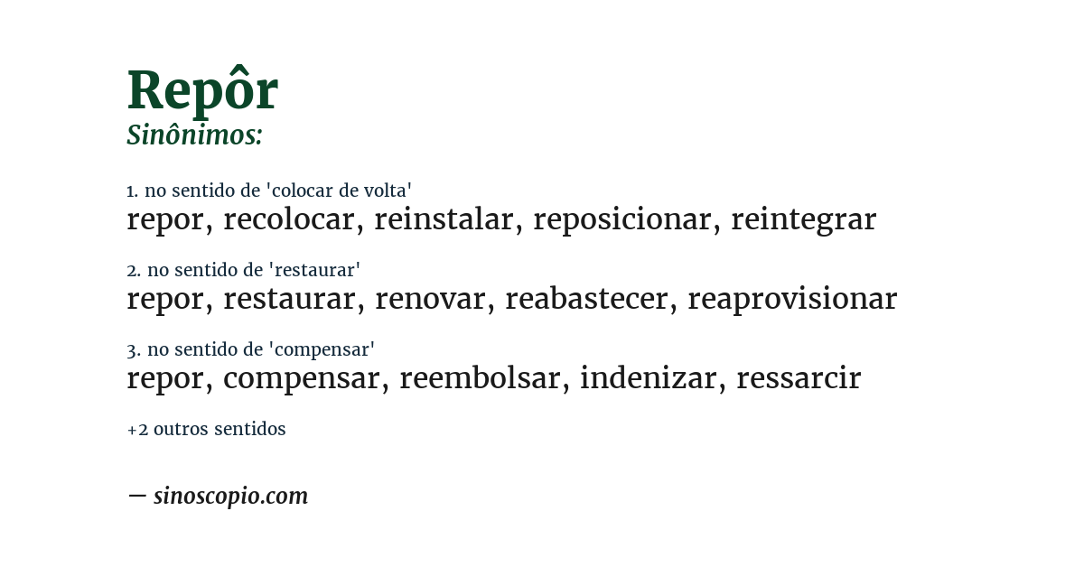 Sinônimo de repôr