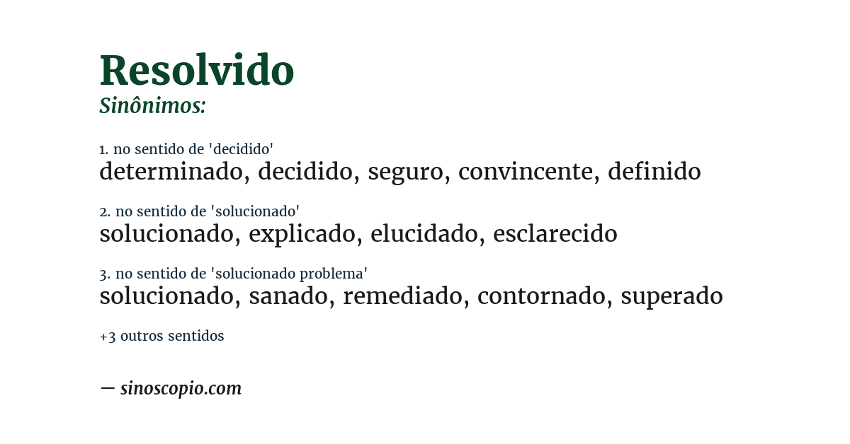Sinônimo de resolvido
