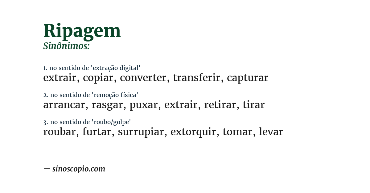 Sinônimo de ripagem