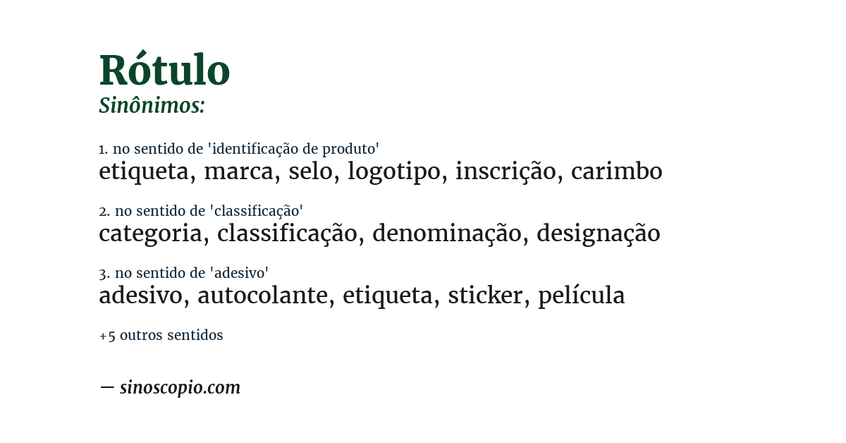 Sinônimo de rótulo