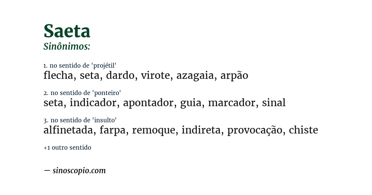 Sinônimo de saeta