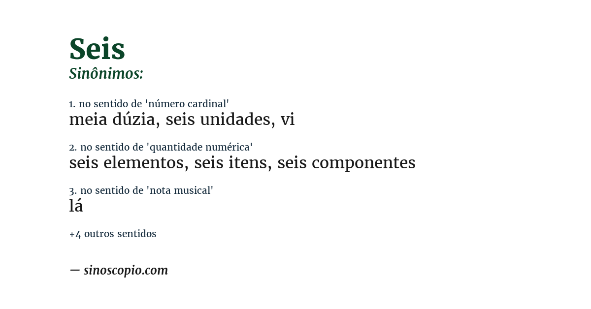 Sinônimo de seis