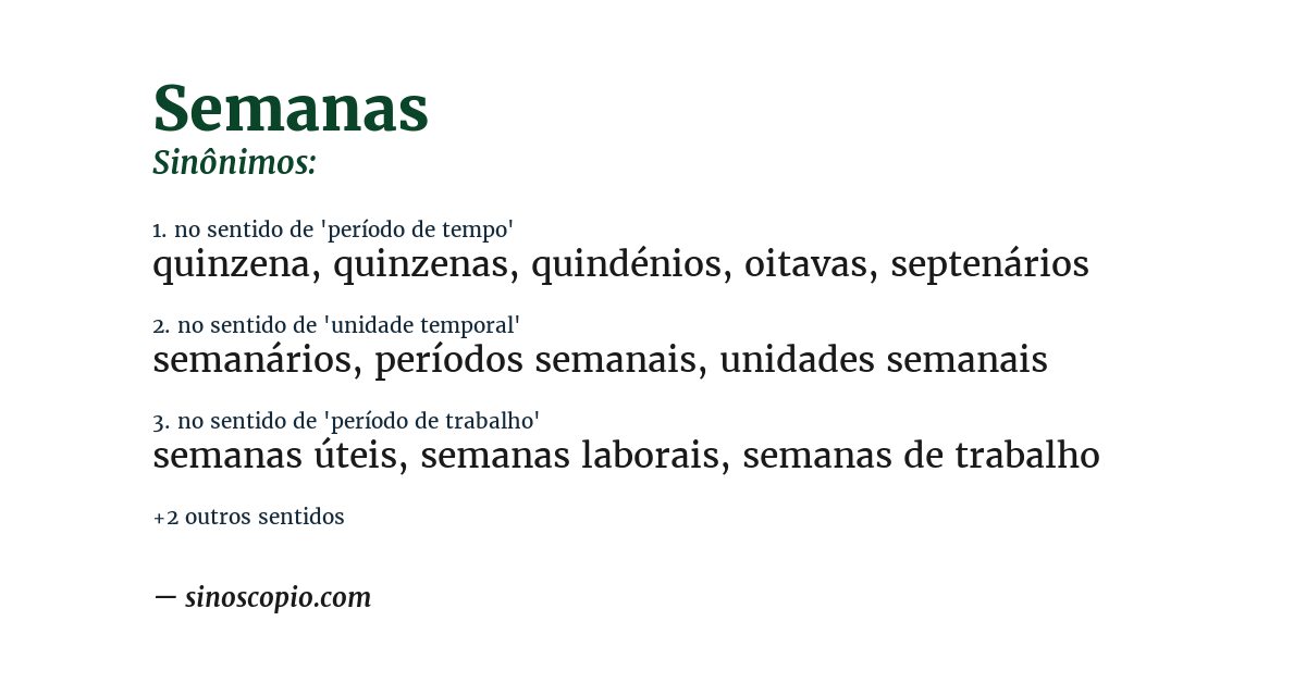 Sinônimo de semanas