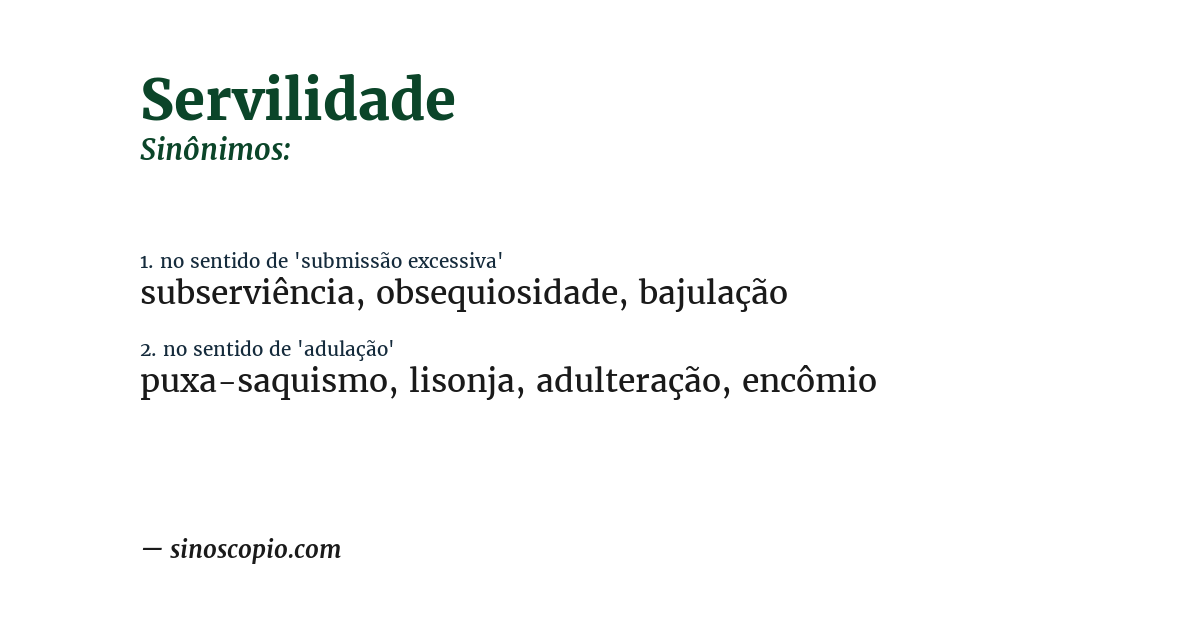 Sinônimo de servilidade