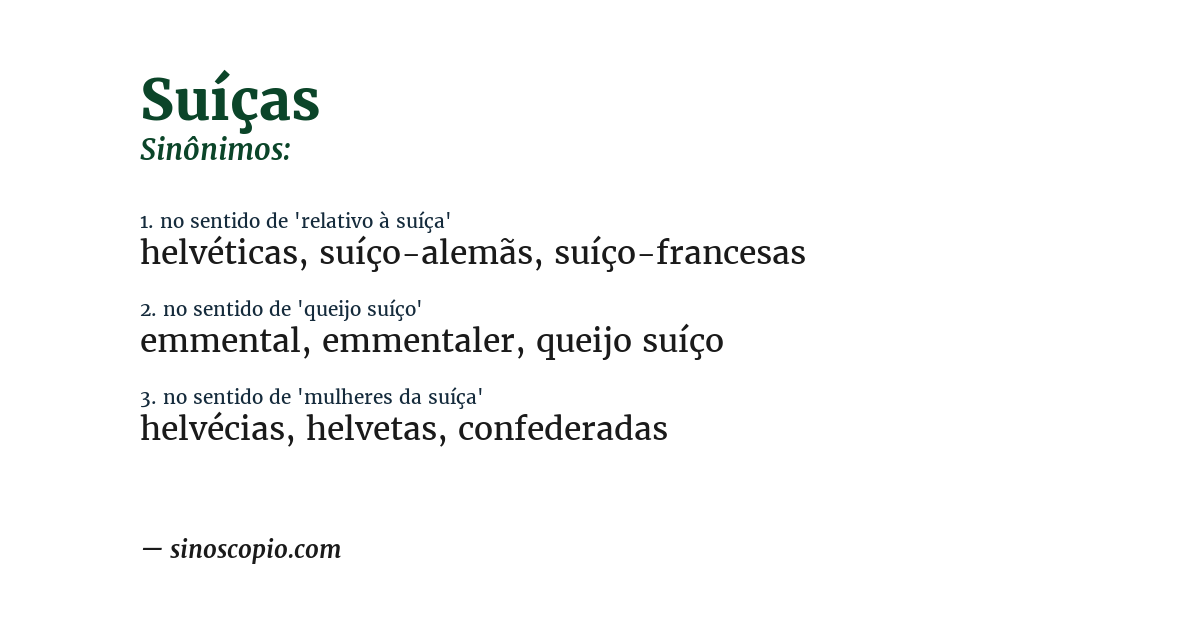 Sinônimo de suíças