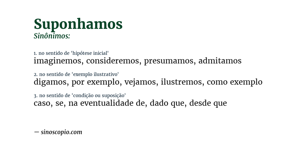 Sinônimo de suponhamos