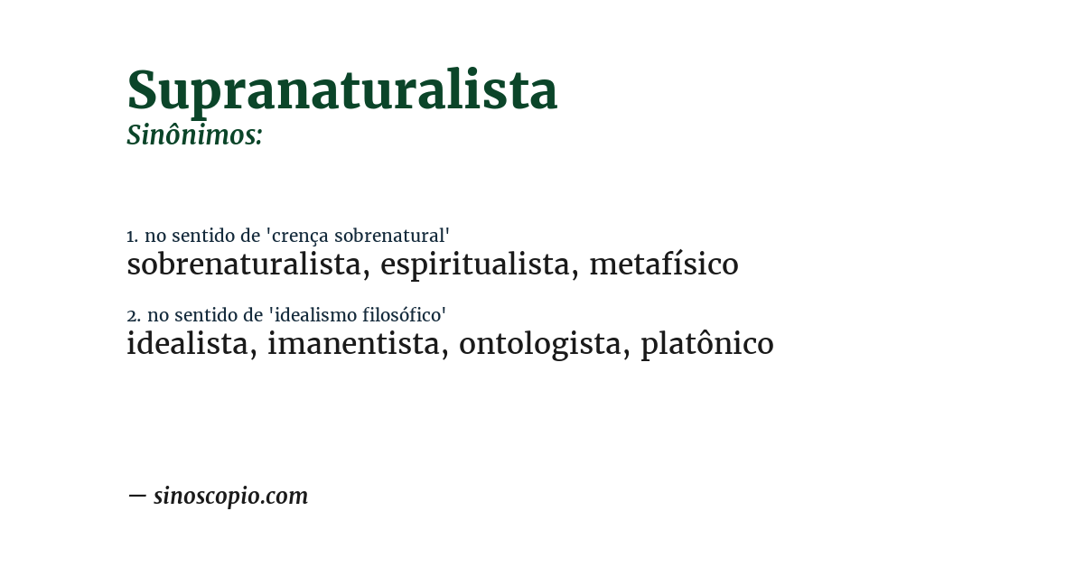 Sinônimo de supranaturalista