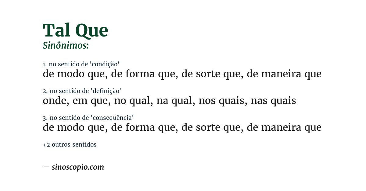 Sinônimo de tal que