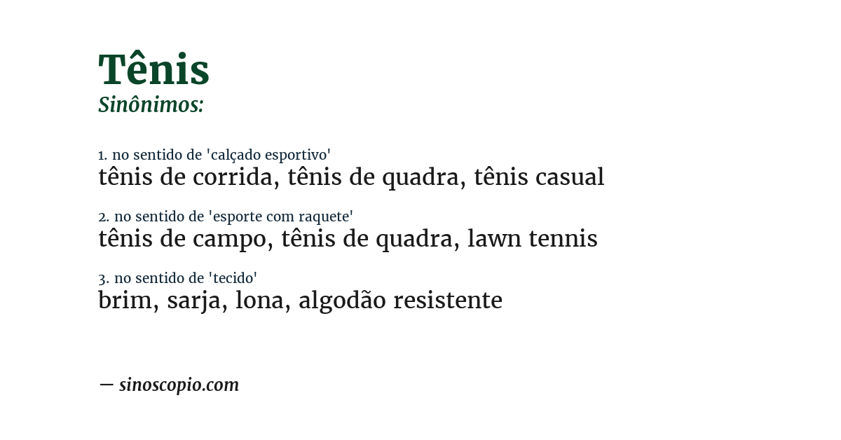 Sinônimo de tênis