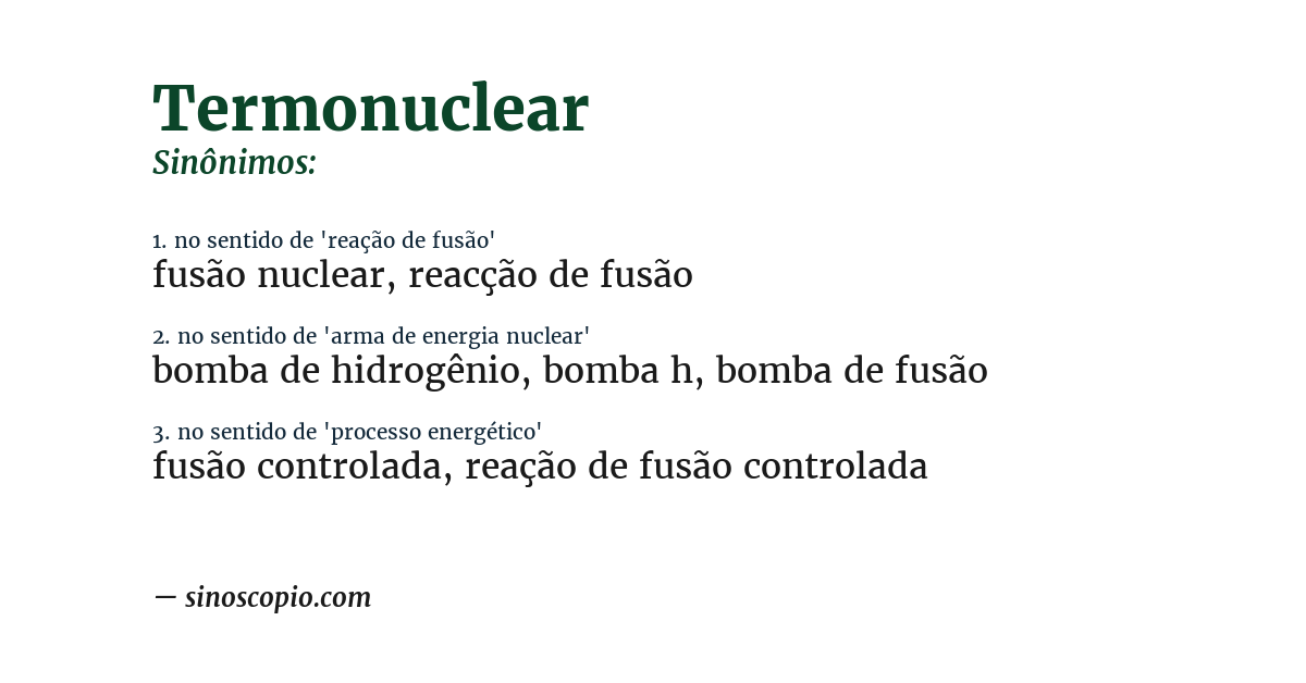 Sinônimo de termonuclear