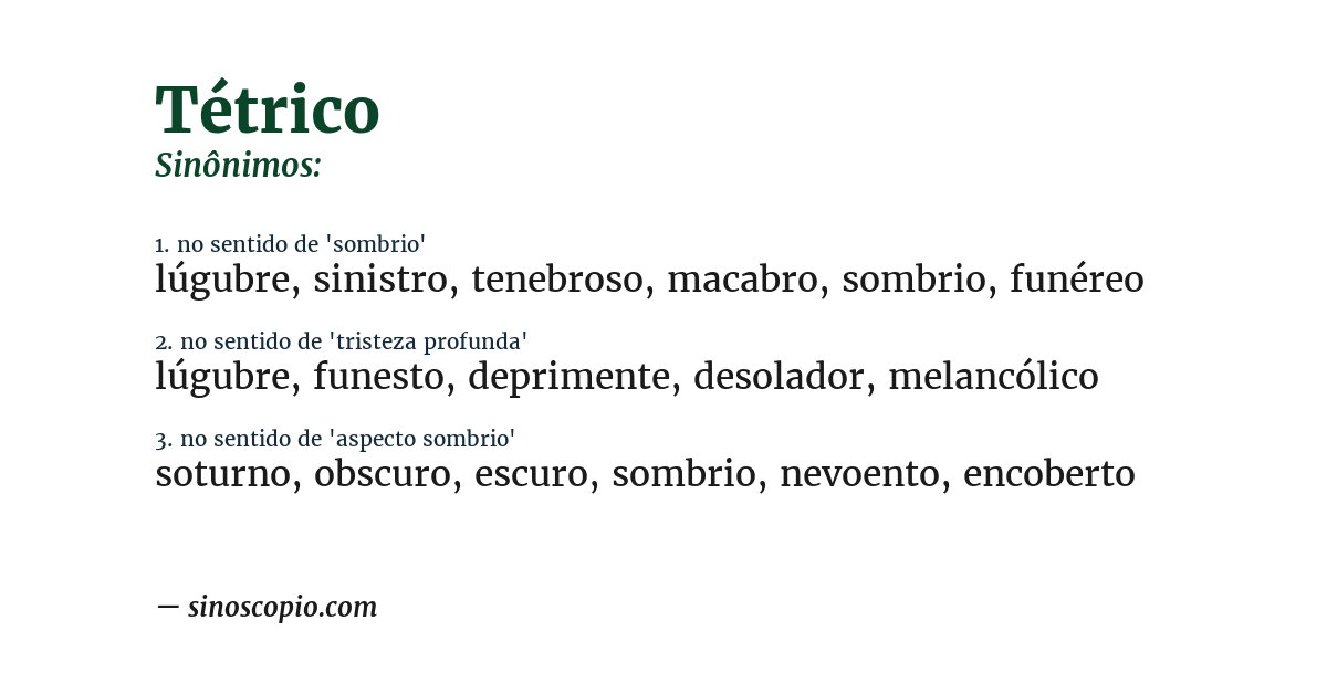 Sinônimo de tétrico