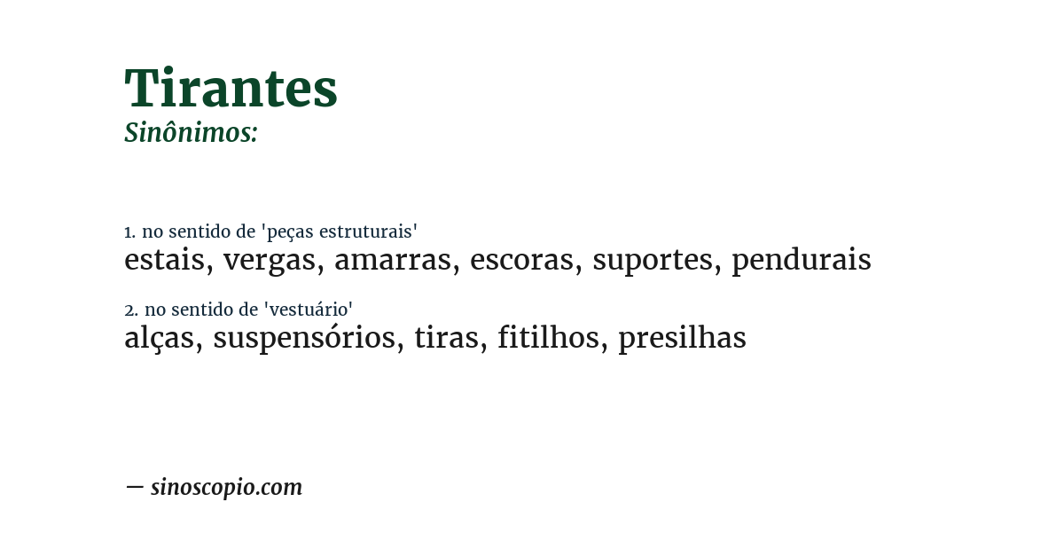 Sinônimo de tirantes
