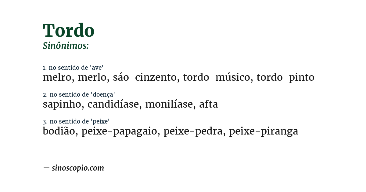 Sinônimo de tordo