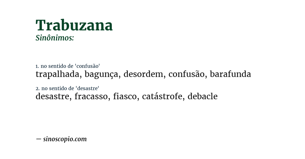 Sinônimo de trabuzana