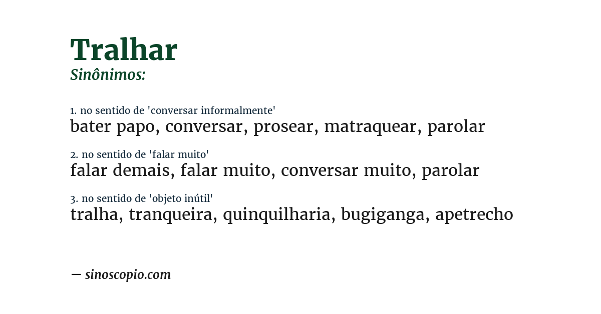 Sinônimo de tralhar