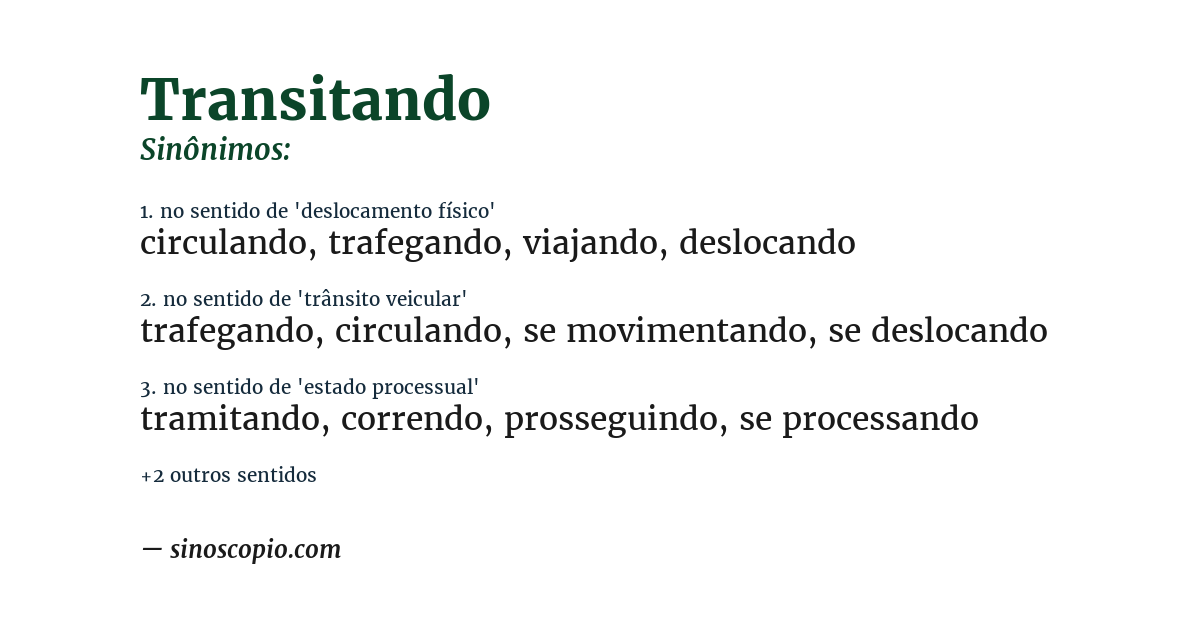 Sinônimo de transitando