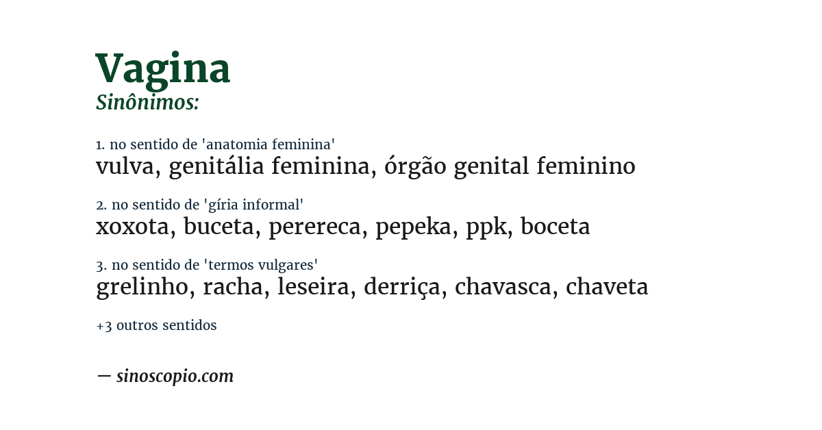Sinônimo de vagina