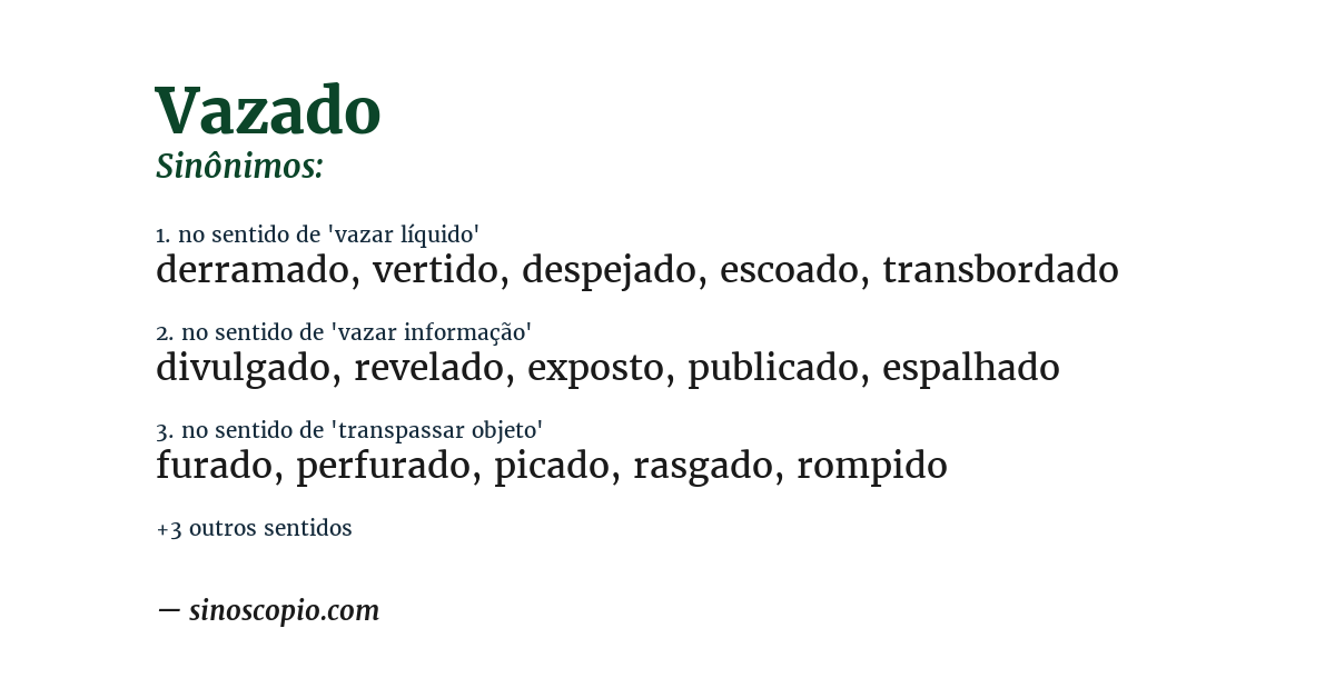 Sinônimo de vazado