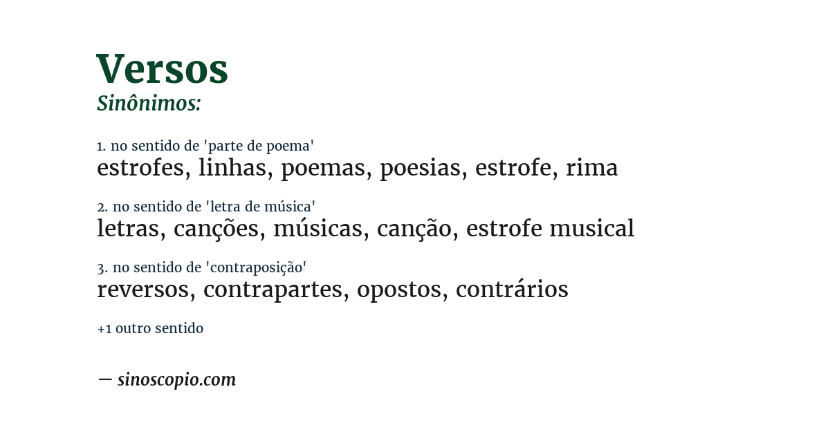 Sinônimo de versos