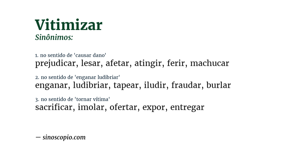 Sinônimo de vitimizar