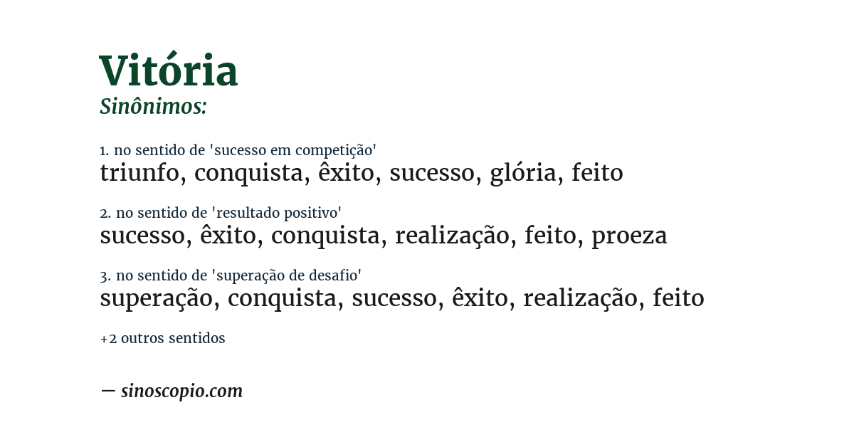 Sinônimo de vitória